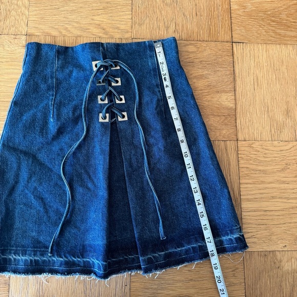 Sandro Paris Size 1 Small Denim Skirt With Metallic Details Blue Back Zip - Picture 9 of 10